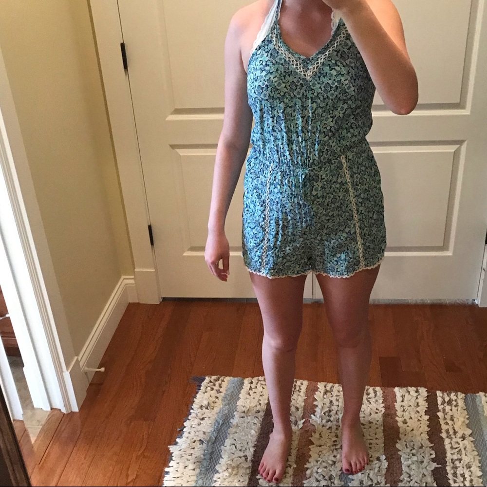 Blue flowered romper